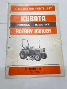 Kubota Illustrated Parts List for Rotary Mower Model RC60-27 - Picture 1 of 3