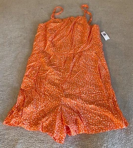 Neu mit Etikett Old Navy orange weiß Blumen gesmokter Strampler Sommerkleid in Shorts Large NEU - Bild 1 von 13