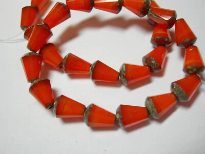 15 cuentas de lágrima facetadas de vidrio checo naranja ópalo travertino 8x5 mm Foto 1 de 2