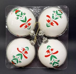 4 IKEA KOTTE weiße Ornamente rund schwedisch nordisch Herzen Tulpen 2008 Weihnachten - Bild 1 von 5