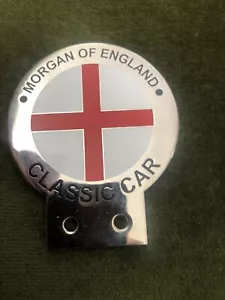 MORGAN OF ENGLAND CHROME & ENAMEL CAR BADGE Option A - Picture 1 of 1