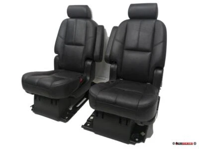2007 - 2014 Chevy Tahoe GMC Yukon Rear Bucket Seats, Black Leather, #1775 - Image 1 of 4
