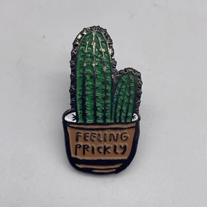 Vintage Enamel Potted Cactus Feeling Prickly Lapel Hat Pin - Picture 1 of 4