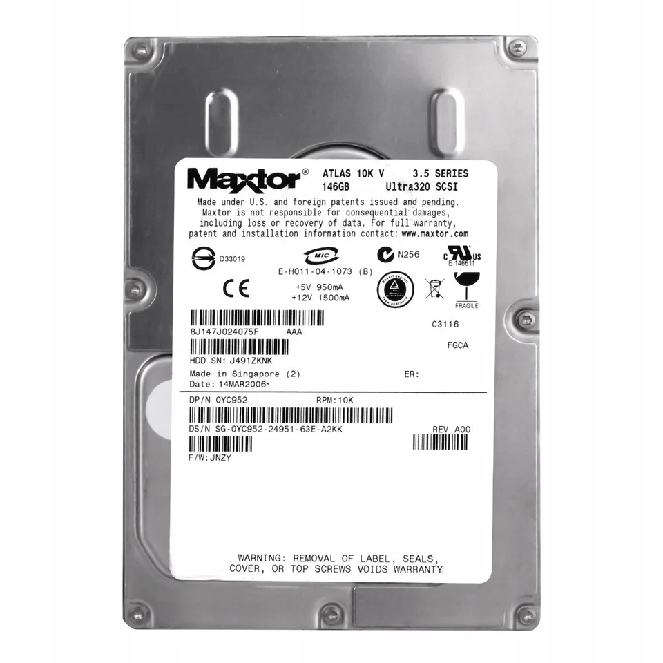 8K073L0 Maxtor Atlas 15k II 73GB,15000 RPM 3.5" scsi 68pin Ultra320 dell 0gd086 - Image 1 of 1