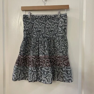 A.L.C. ALC Misha Smocked Silk Patterned Silk Skirt 3SKRT00016 SZ 4 - Изображение 1 из 4