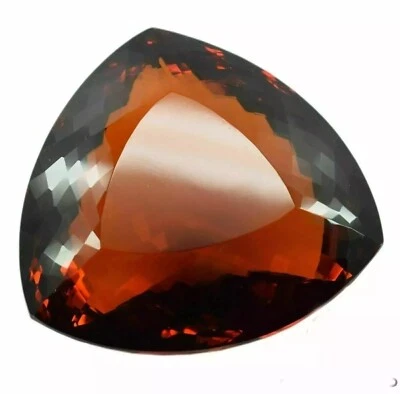 Pedra preciosa solta citrino amarelo escuro corte trilhão brasileiro enorme natural 100,93 quilates - Imagem 1 de 4