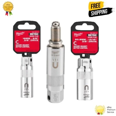 Milwaukee Magnetic Spark Plug Socket 3/8" Drive  in 16 or 20.8mm - 4932480676/78 - Image 1 of 4