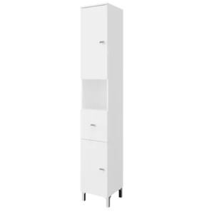 Mobile Colonna Bagno Alto 2 Ante 1 Cassetto Desig Moderno Bianco Savinidue - Foto 1 di 2