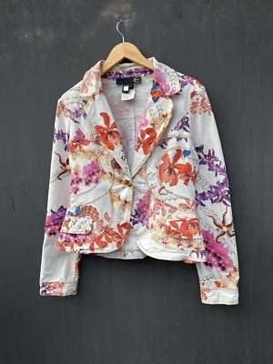 Chaqueta Blazer Just Cavalli Vintage Estampado Floral Multicolor Talla L Hecha en Italia Foto 1 de 4