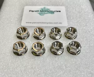YAMAHA YZF-R1 2002 TITANIUM EXHAUST HEADER NUTS FLANGED M8x1.25MM 8 PACK - Picture 1 of 4