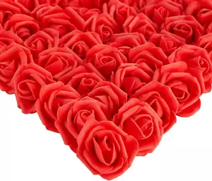 Red Roses Artificial Flowers, Stemless Fake Foam Rose Heads (2 Inches) - Pack of - Picture 1 of 12