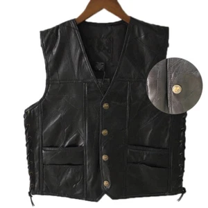 Leather Punk Vest Waistcoat Vest Top Motorcycle Jackets Coat Plus Size Blac. WH2 - Picture 1 of 16