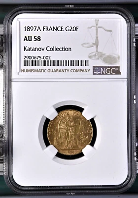 1897A França G20F AU58 - Imagem 1 de 2
