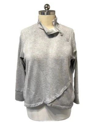 Jones NY Mujer XL Gris Cremallera Cuello Sudadera con Bolsillos Foto 1 de 4