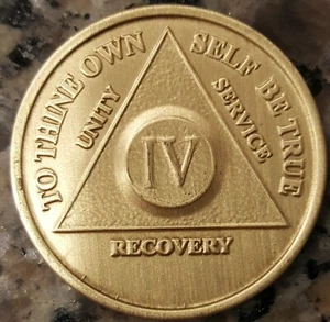 4 Year AA Medallion Alcoholics Anonymous Sobriety Chip Bronze Coin Four IV - Picture 1 of 2