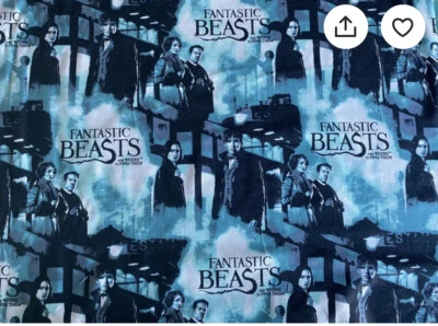 Harry Potter Wizarding World Fantastic Beasts Logo and Characters 1 Yard - Image 1 of 3