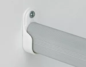 4x Wardrobe Hanging Rail Bracket - Metal White Slimline - Picture 1 of 2