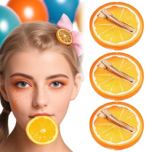 3er Set Orange Haarspangen Damen | Stylische Party Accessoires mit Glitzer | Ele - Bild 1 von 4