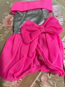 Muñeca Barbie Sin Tirantes Caliente Rosa y Plata Brillante Vestido de Fiesta con Lazo Conjunto - Imagen 1 de 3