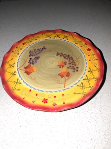 Vintage Reve De Provence 12" Round x 3.5" Tall Handpainted Terracotta Cake Stand - Picture 1 of 5