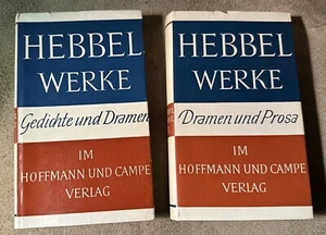 Hebbel's Works in Two Volumes Poems Dramas and Prose German Edition - Picture 1 of 24