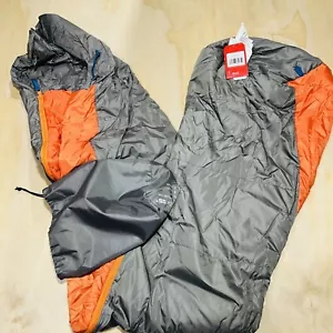 NEW Regular The North Face Wasatch 55 Sleeping Bag Right Hand Gray Orange - Picture 1 of 9