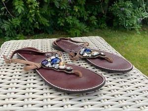 Jigsaw Women's Brown Crystal Flat Shoe Flip Flop - UK Size 8 - EU Size 41 - Picture 1 of 7