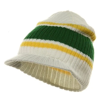Blanco Verde Amarillo Rayas Campus Visera Jeep Calavera Tejido Invierno Gorro Gorra Sombrero Foto 1 de 4