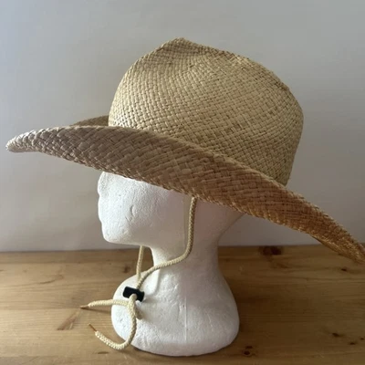 Shady Brady Hudson Woven Straw Cowboy Hat w Adjustable Strap Beach Boho Sz XL - Image 1 of 4