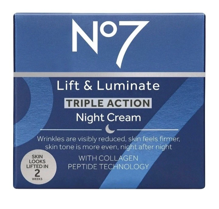 No7 Lift & Luminate Triple Action Night Cream 50ml - New And Boxed