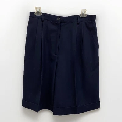 De Colección Talbots 12 Culottes Azul Marino Bermudas Pura Lana Plisada Altura Caminar EE. UU. Foto 1 de 4