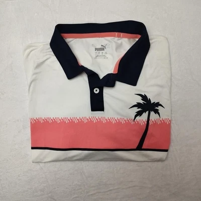 Camisa de Golf Puma Para Hombres Grande Rosa Palmera Gráfico Polo Manga Corta Trabajo Tenis Foto 1 de 4
