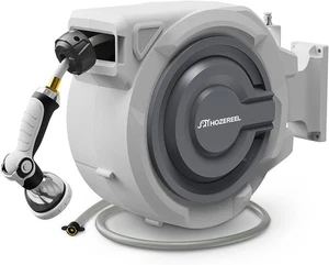 110 FT Retractable Garden Hose Reel by 1/2 110 & Reel, Grey - Picture 1 of 7
