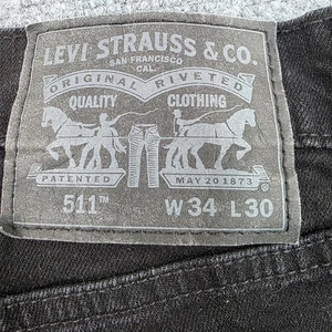 Levi's 511 Slim Fit Schwarz Jeans Herren W34 L30 Freizeit Alltag Denim Hose - Bild 1 von 7