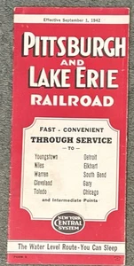 Pittsburgh & Lake Erie Railroad 1942 Public Timetable - Picture 1 of 1