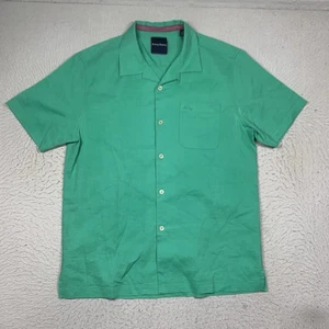 Tommy Bahama Shirt Mens Medium Green Button Up Short Sleeve Linen Polyester - Picture 1 of 11