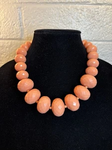 RJG RJ Graziano Coral Pink Graduated Bead Necklace Plastic 18” + 4” Adjust READ - Picture 1 of 23