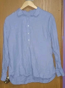 Camicia donna Southern Tide parzialmente con bottoni manica lunga taglia XL blu 100% lino - Foto 1 di 8