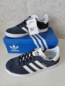 Adidas Gazelle J Blue Navy Suede Trainers Size UK 5.5 - new in box - Picture 1 of 10