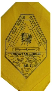 1991 Conclave Neckerchief Croatan Lodge 117 East Carolina NC YEL Bdr - Picture 1 of 2