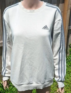 EUC Adidas Essentials Damen 3-Streifen Fleece Sweatshirt grau Medium - Bild 1 von 8