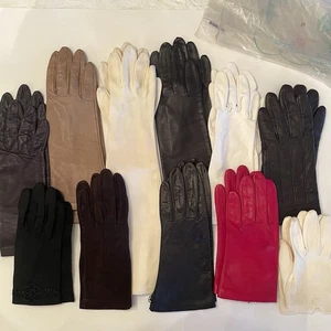 Vintage Damen Handschuhe, 11 Stück, klein, Leder, Wildleder, Oper, viele Farben - Bild 1 von 23