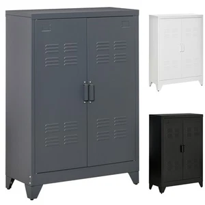 HOMCOM Gabinete de Almacenamiento de Acero de 2 Niveles con 2 Puertas con Persianas para Oficina - Imagen 1 de 34
