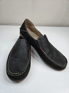 Olukai Nohea Nubuck Loafers Womens sz 11 Black Leather Comfort Flats Shoes - Picture 1 of 12
