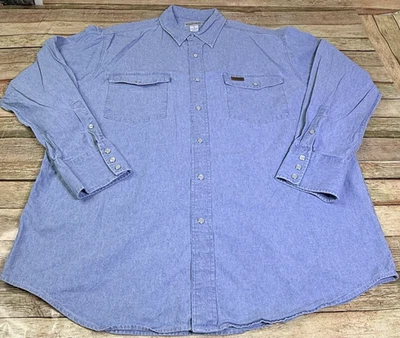 Camisa Carhartt Para Hombre Grande Azul Western Chore Perla Botón a Presión Denim Foto 1 de 4