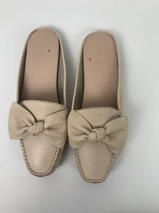 Kate Spade New York Mallory Soft Pink Leather Bow Flats Slides Mules Slip On 9 - Picture 1 of 7