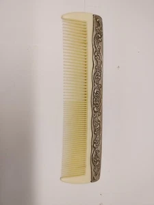 Vintage versilberter Zelluloid Kamm mit verziertem floralem Design Waschtisch 7,25" - Bild 1 von 7