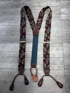 Vintage Cas Germany Y-Back Button Down Seide Paisley Hosenträger Hosenträger 1,5" breit - Bild 1 von 15