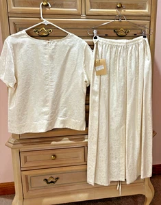 NEU LOSE FÄDEN Seidenrock L & Top M Outfit Anzug elfenbein perfekt Brautkleid - Bild 1 von 6