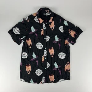 Disney Tim Burton's Nightmare Before Christmas Button Up Shirt Large Black - Picture 1 of 6